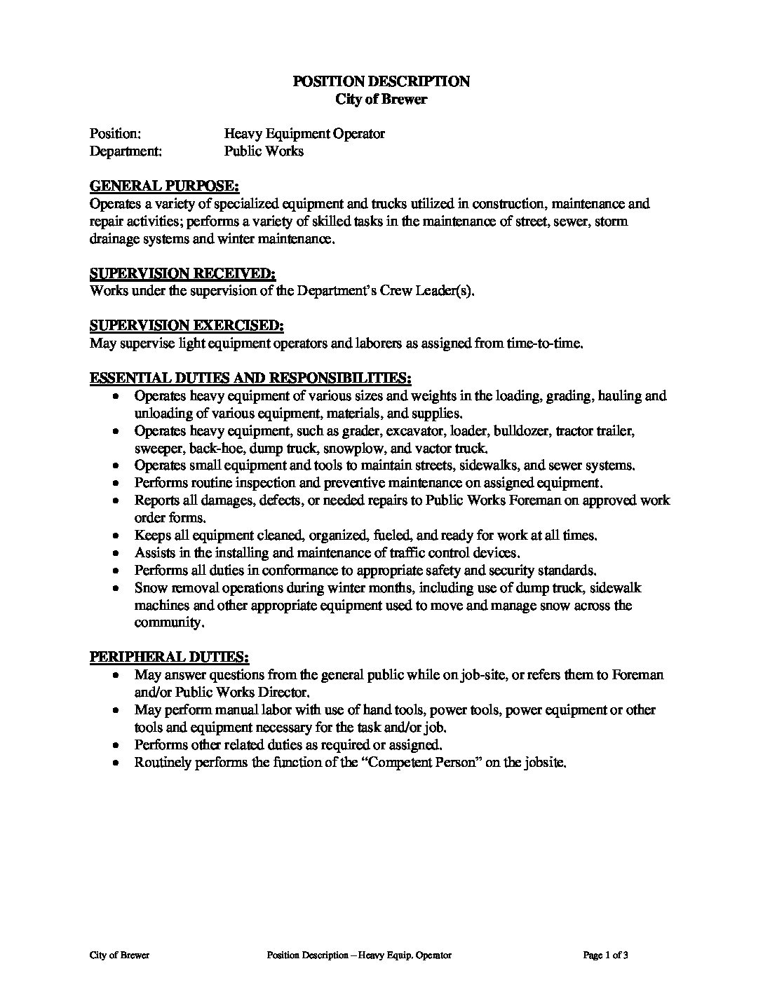 Dozer Operator Equipment Operator Resume Sample